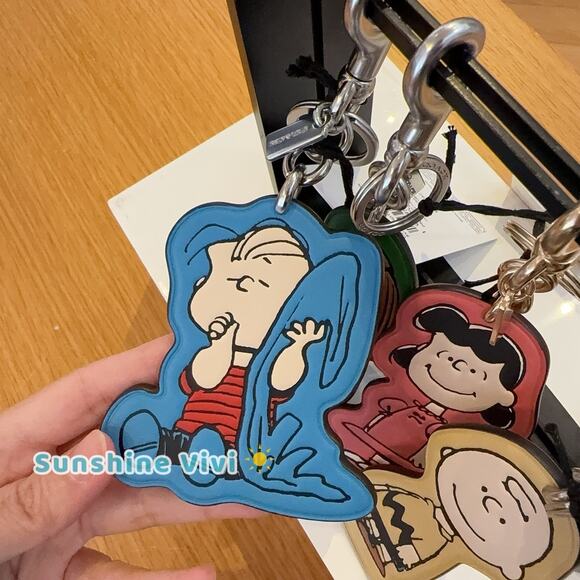 NWT Coach x Peanuts Linus Leather Bag Charm Keychain CBG56 75th Anniversary Blue - Picture 1 of 6